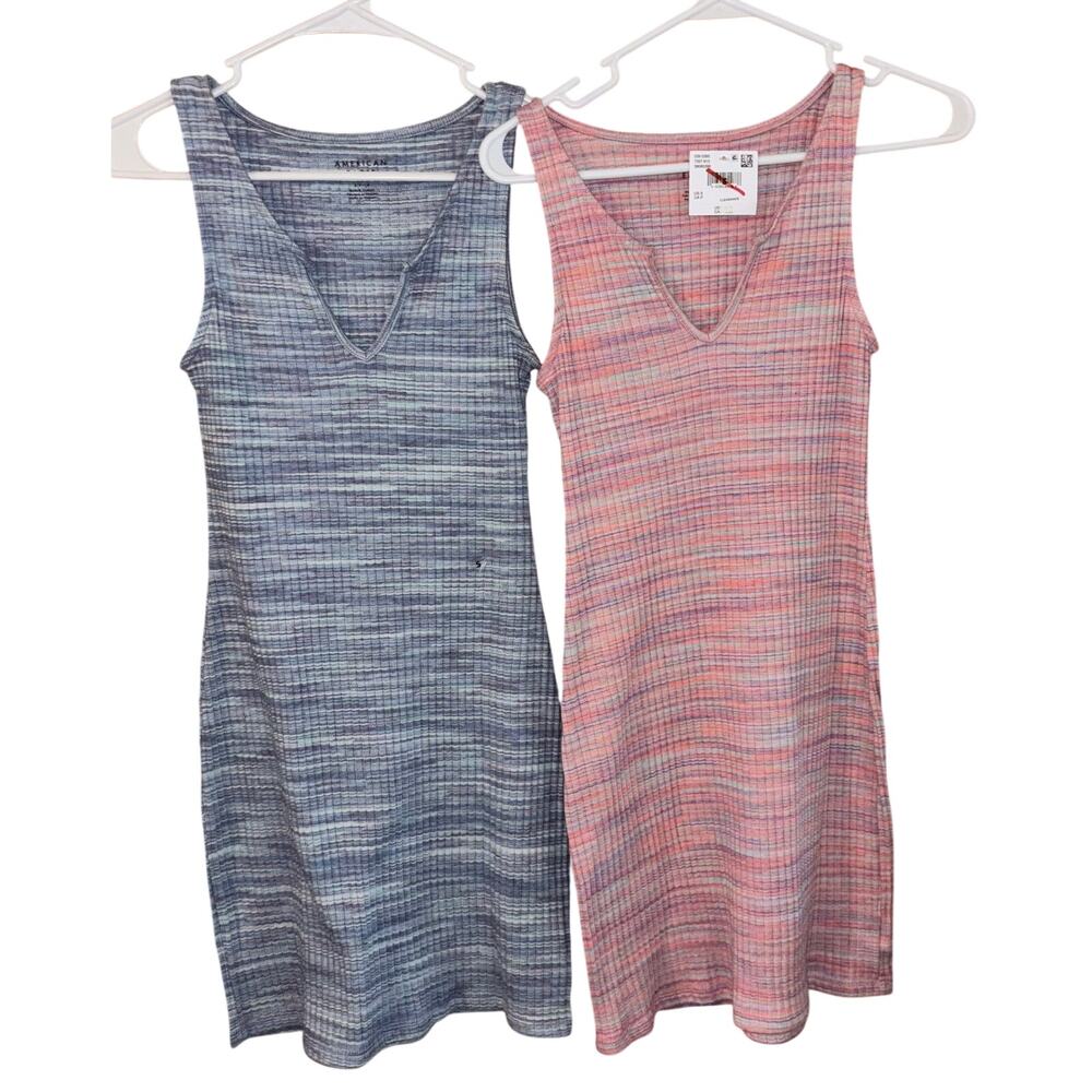 American Eagle women’s Notch Neck Spacedye Mini Dresses NWT lot of 2 small